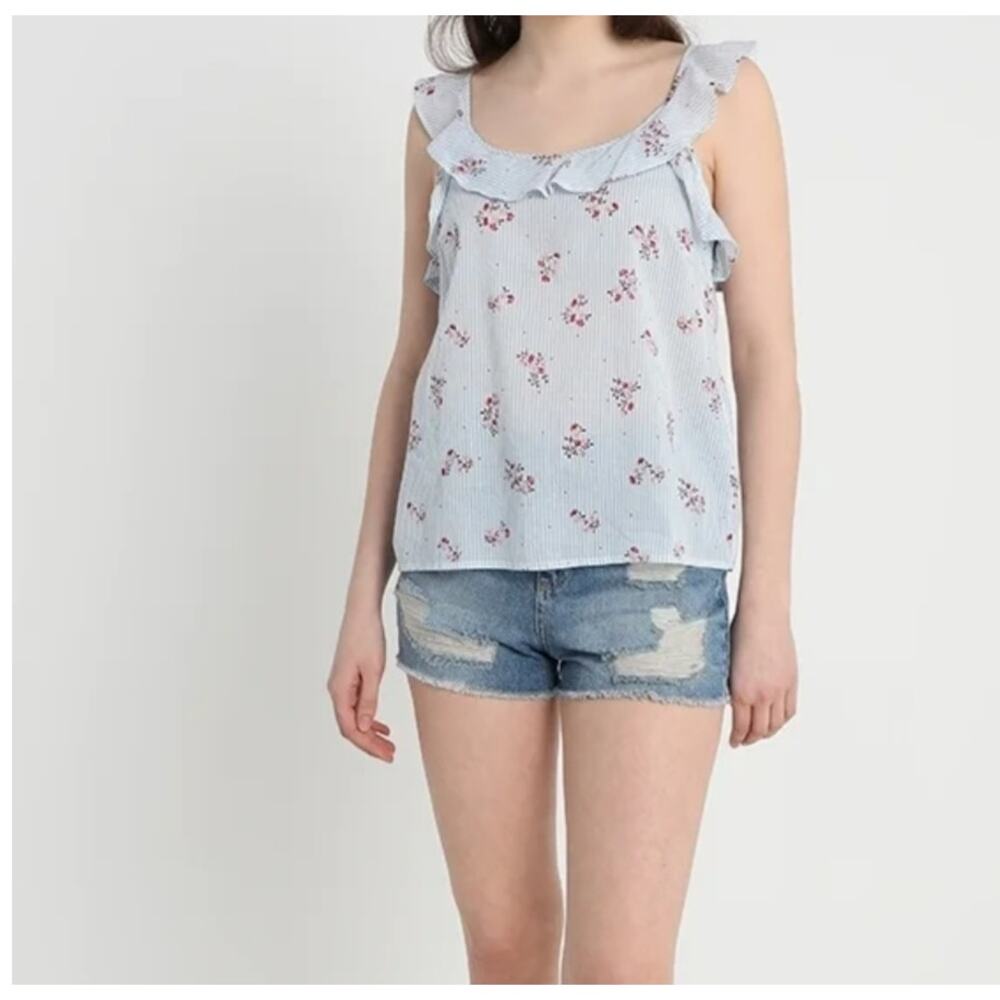 Vero Moda Ruffle Tank, Striped/Floral, Medium - Picture 8 of 10